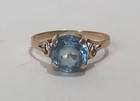 Vintage 14K Gold Cornflower Aquamarine Glass stone Ring size 7.25 8mm — photo 1