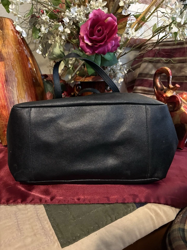 COACH Black Crossgrain Leather Diaper Bag Large Laptop Tote Shoulder Bag - Image 3 of 4