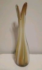 MURANO MCM Large Stretch Swung Finger Vase Glass Amber Butterscotch Cream 16.5"