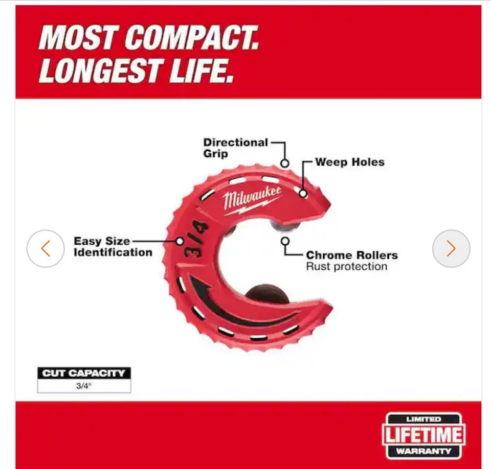 Milwaukee 3/4 in. Close Quarters Tubing Cutter, 48-22-4261 - Image 4 of 4