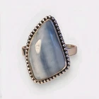 VINTAGE 925 STERLING SILVER BLUE OWYHEE OPAL RING SIZE 10
