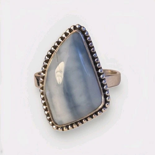 VINTAGE 925 STERLING SILVER BLUE OWYHEE OPAL RING SIZE 10
