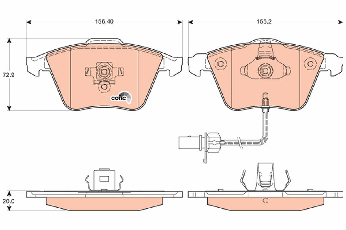 Plaquettes de frein TRW GDB1617 pour essieu avant de Audi et Seat