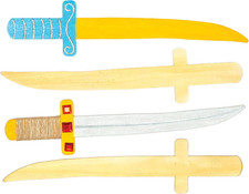 Spade Ninja Di Legno  (Confezione Da 4)- Ideale per Progetti Artistici per Bambi