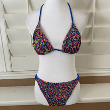 Vintage Beach Native Floral Bikini Swimwear Coastal Y2K Beachcore Tropical Sz L