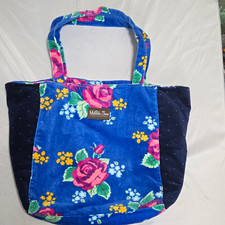 Matilda Jane Blue Floral Tote Bag Yellow Lined Zip Closure Inner Pockets