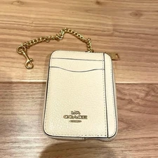  Price reduction! Good condition COACH white leather card case