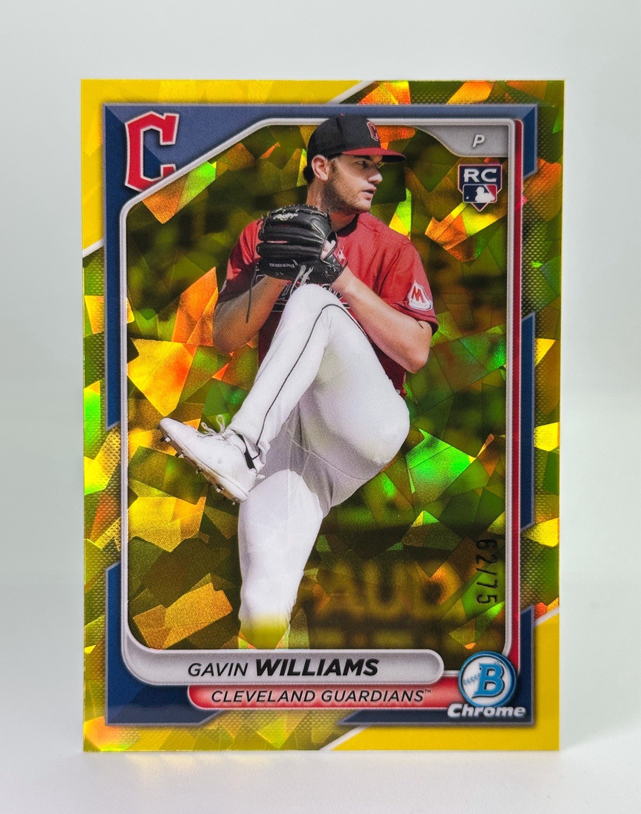 2024 Bowman Chrome Sapphire #77 GAVIN WILLIAMS RC Rookie Yellow Refractor /75
