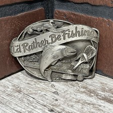 Vintage Siskiyou Belt Buckle  I'd Rather Be Fishing   1985 Williams Oregon