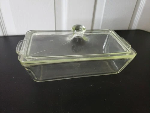 Vintage Pyrex Clear Glass Loaf Pan with a Lid