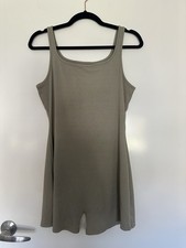 Womens Beige Ribbed Sleeveless Scoop Neck Playsuit One-Piece Size XL Casual