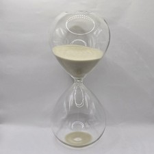 Large 11"H Freestanding Clear Glass White Beige Sand Hourglass 30 Minutes Timer
