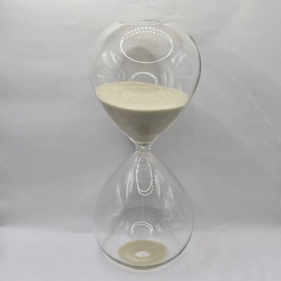 Large 11''H Freestanding Clear Glass White Beige Sand Hourglass 30 Minutes Timer