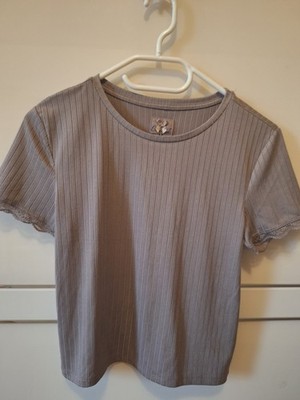 Geripptes Crop Top Taupe  In M Cesored
