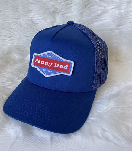 Happy Dad Hard Seltzer Royal Blue Mesh Snap Back Trucker Hat Cap