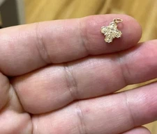 14k Tiny Miniature ITSY BITSY Solid Gold 4 Four Way Charm Cross Pendant 8mm 8mm