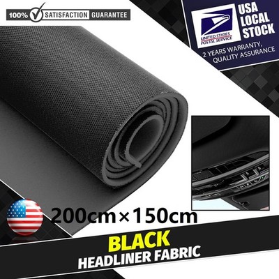 Knit Headliner Fabric with Foam Backing Black 80''× 60'' Automotive Interior Roof