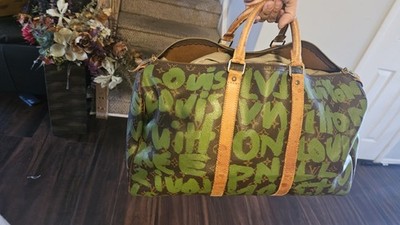 Louis Vuitton Keepall Top Handle 50 Bag Brown Green Leather