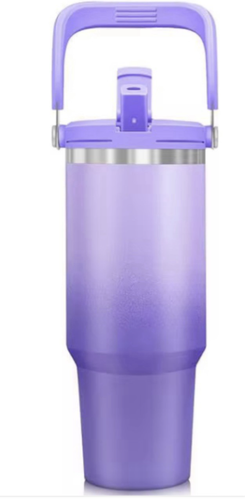 30 Unzen Thermo Edelstahl Becher mit 2-in-1 Flip Strohhalm/Griff Vakuum Becher - Bild 14 von 17