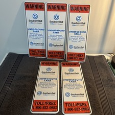 NOS Southern Bell Underground Cable Warning Signs Set Of 5 11"X4" Bell South Co