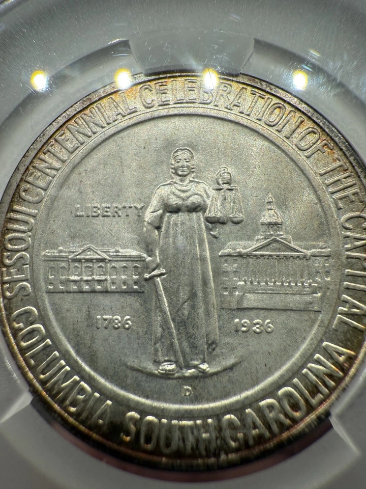 1936-D 50C Columbia CACG MS67 - Classic Silver Commemorative - Only 8,009 Minted - Image 3 of 4