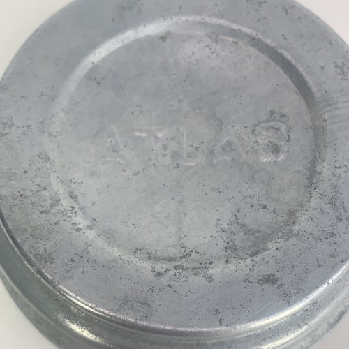 Vintage Kugel oder Atlas Zink Kappe Deckel Reg Mund Mason Einmachglas mit Glaseinsatz - Bild 16 von 16