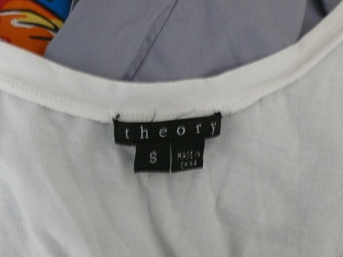 TEORÍA Mujer Punto Blanco Tank Top Polvo Algodón Azul Falda Estirada Vestido Sz S - Imagen 6 de 6