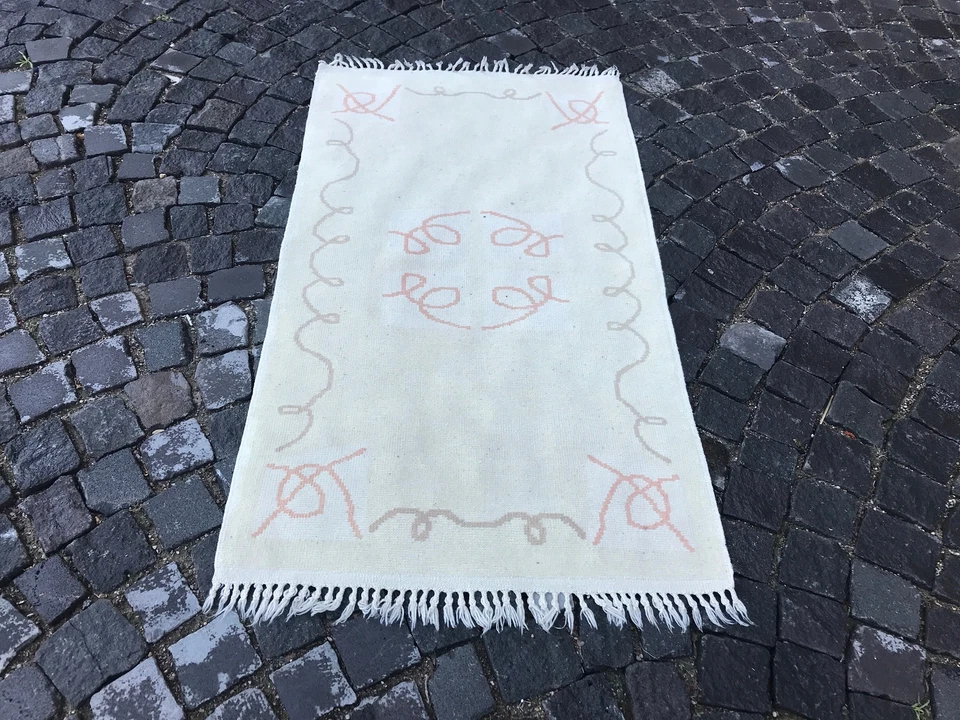 Alfombra antigua turca alfombra bohemia alfombra Oushak alfombra vintage alfombra de lana hecha a mano Foto 3 de 4