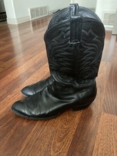 SANDERS Western Rockabilly Men's Boots - Handmade Black Leather Size 11,5