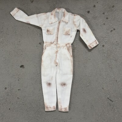 SU-CH-WKSUIT-SWH: 1/12 weathered white Coverall Worker Suit for 6'' Slim Figure