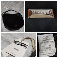 VTG Moschino Made In Italy 1980 RARE Black Leather Purse Bag NEW Original Tags