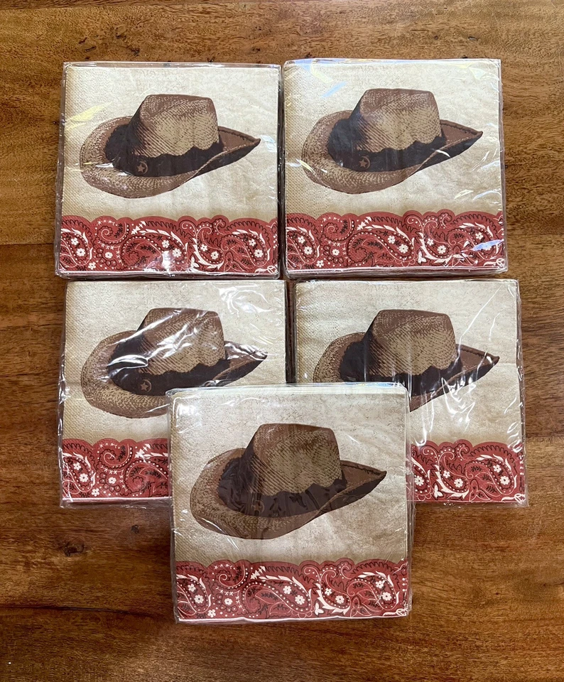 5 paquetes de servilletas de fiesta de cumpleaños temáticas occidentales para vaqueros suministros de fiesta (80 servilletas) Foto 4 de 4