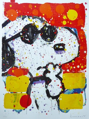 TOM EVERHART Cool & Intelligent Snoopy Dog Hand signed Lithograph