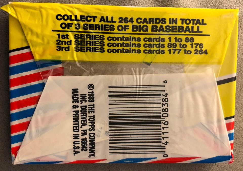 Paquete de tarjetas de béisbol Topps Big 1988 Sid Bream Pirates mostrando parte superior delantera Foto 2 de 2