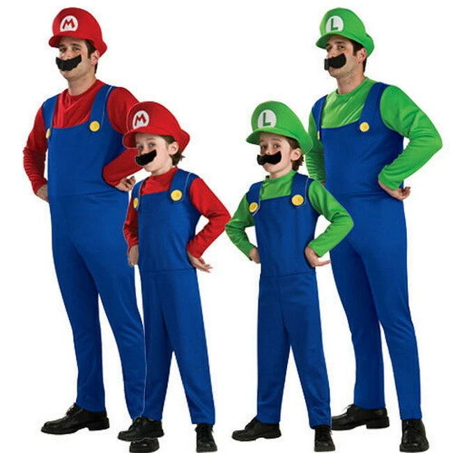 GIA' IN ITALIA COSTUME TUTA COSPLAY SUPER MARIO LUIGI BROS ADULTO