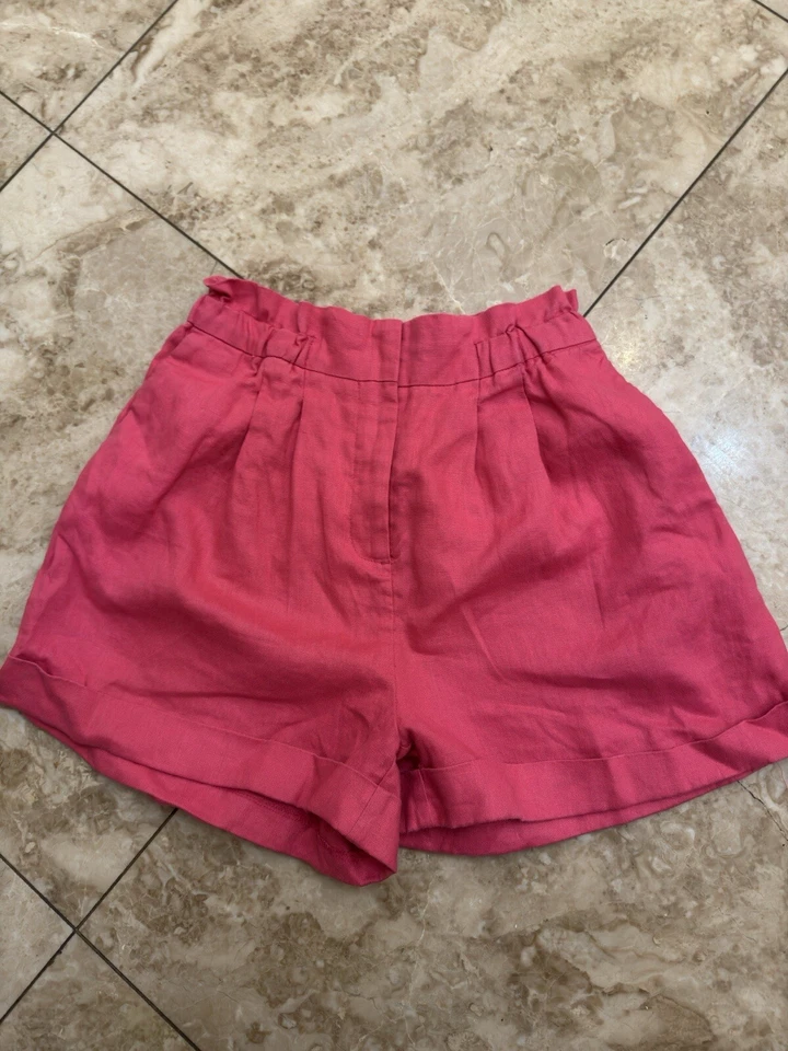 Neiman Marcus Pink Shorts With Pockets And Zipper 100% Linen Size XS - Image 2 of 4