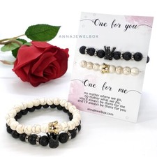 His And Her King Queen Matching Bracelets Gift Boyfriend Girlfriend Couples UK