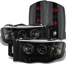 Black Halo Led Headlights Tail Lamps For 2002-2005 Dodge Ram 1500 2500 3500