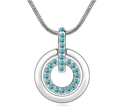 18K white GOLD GP Double Circle Aqua 