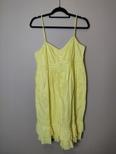 Gap women's 14 summer dress yellow spaghetti straps lined side zip pleated