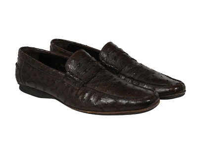 Prada Men Penny Loafers US 10 UK 9 Brown Ostrich Leather  display picture 1