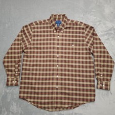Vintage Towncraft Shirt Mens L Multicolor Plaid Button Down Long Sleeve Retro