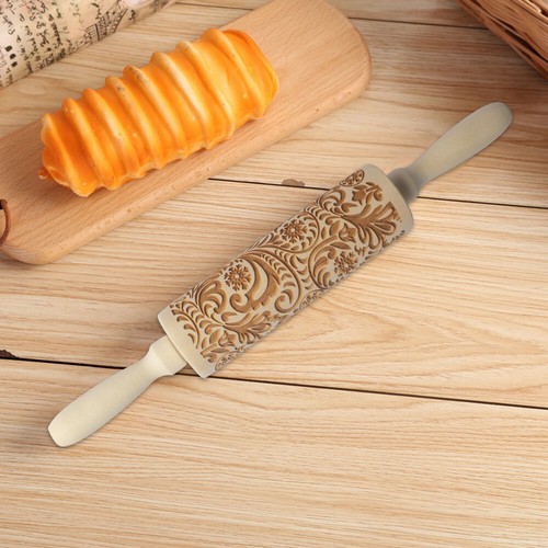 2023 Flower Rolling Pin Wooden Laser Cut Unique Design Cookies Embossed &H - Picture 5 of 12