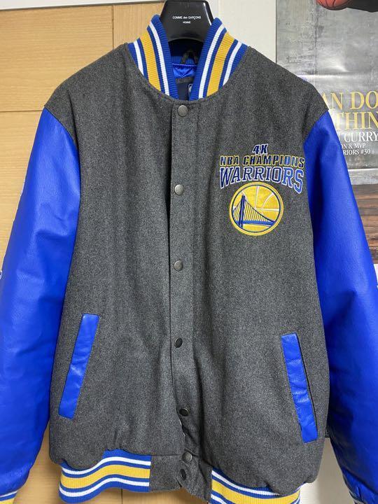 Golden State Warriors Championship Genuine Leather Stadium Jacket Blue New