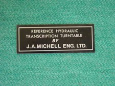 Targa nome mai usata per giradischi idraulico Michell Engineering riferimento anni 70 