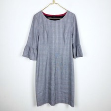 Talbots Plaid Trumpet Long Sleeve Sheath Dress Career Style Size 8