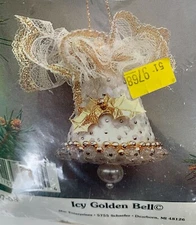 Merri Mac Sequins & Beaded Icy Golden Bell Christmas Ornament Kit Makes 4