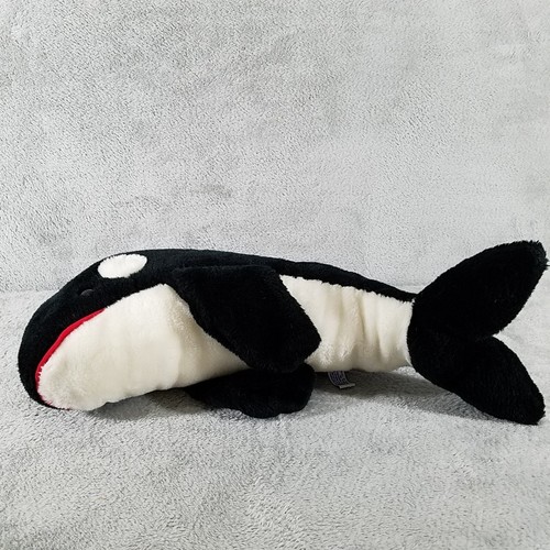 "Giocattolo imbottito balena vintage 1980 Sea World peluche nero bianco orca assassina 19" - Foto 5 di 9