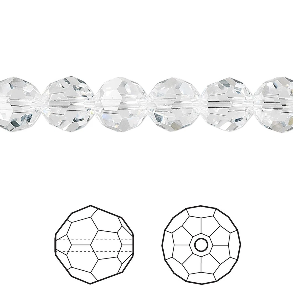 Bead, 12 Swarovski Crystal Clear 8mm Faceted Round Beads with 1.3mm Hole (5000) - Image 4 of 4