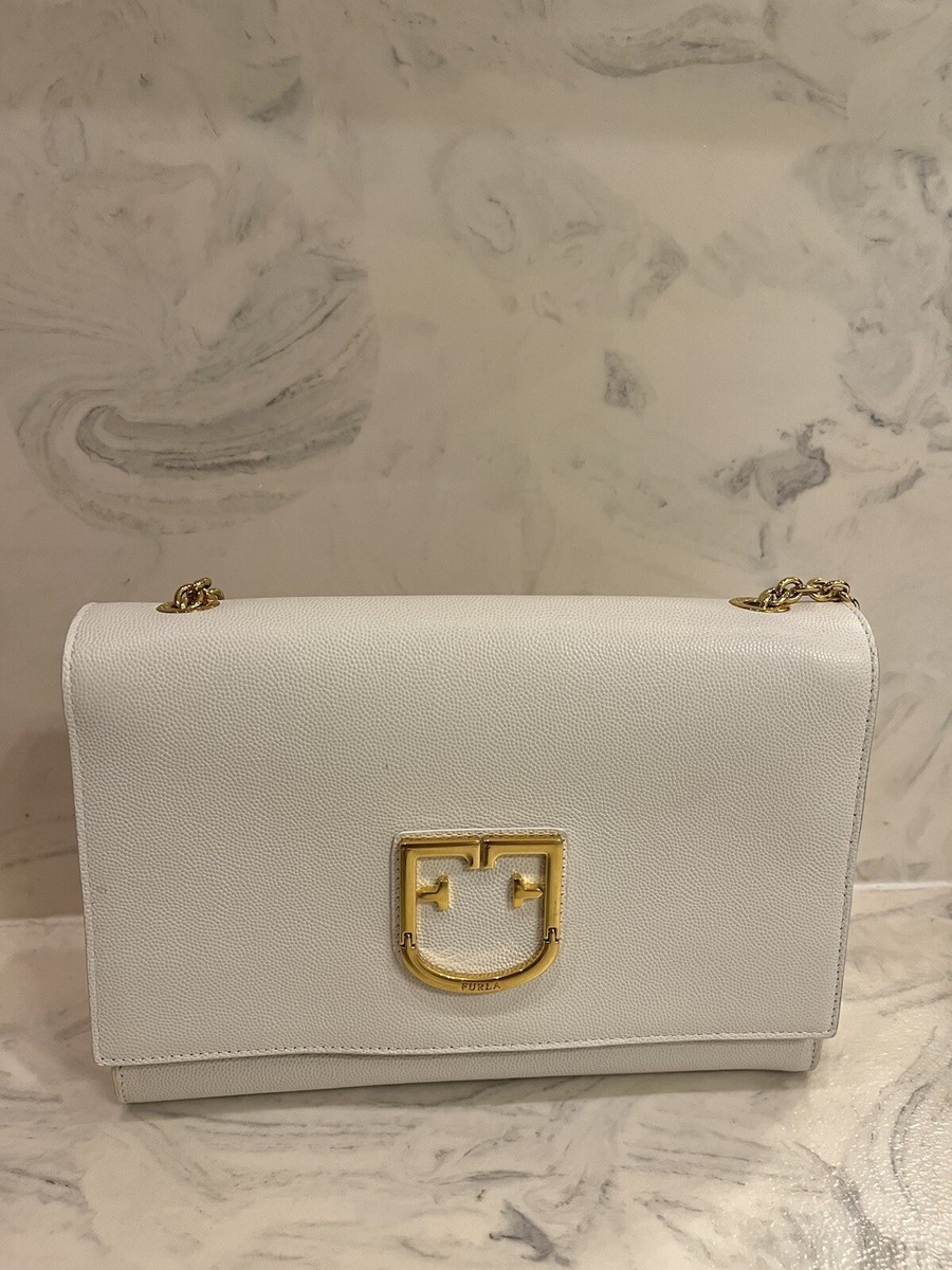 New Furla handbag Authentic White Leather Logo